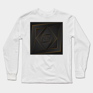 Golden polygonal abstract pattern on grey black background filling the frame. Long Sleeve T-Shirt